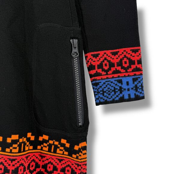 Icelandic Design 100% Merino Wool Sweater Dress Women's Sz Small Black Fair Isle - Picture 4 of 6
